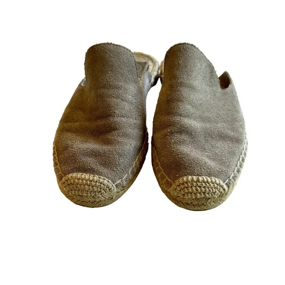 TORY BURCH Women's Max Suede Espadrille Mule Slides Taupe Size 7.5